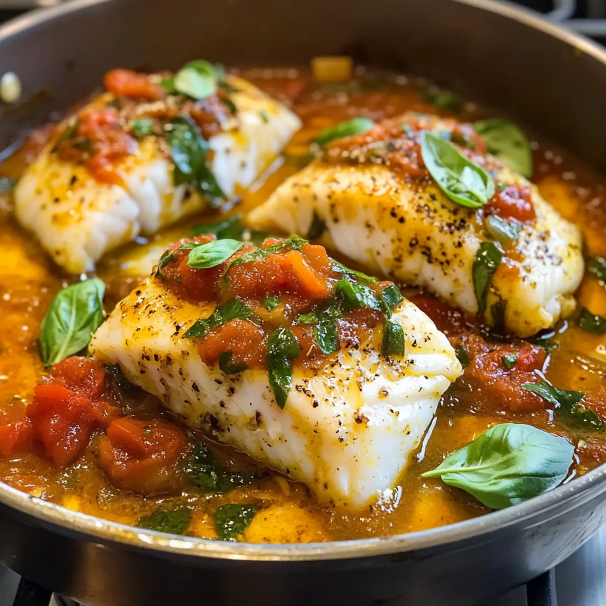 Mediterraner Kabeljau in Tomaten-Basilikum-Sauce einfach zubereiten