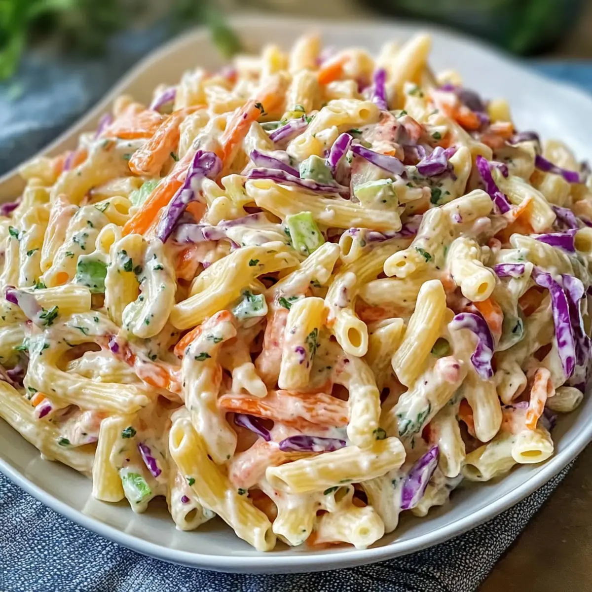 Nudelsalat mit Coleslaw-Dressing für jede Gelegenheit