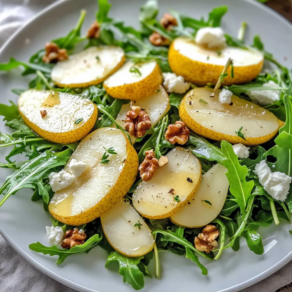 Birnen- und Rucola-Salat mit Honig-Vinaigrette genießen