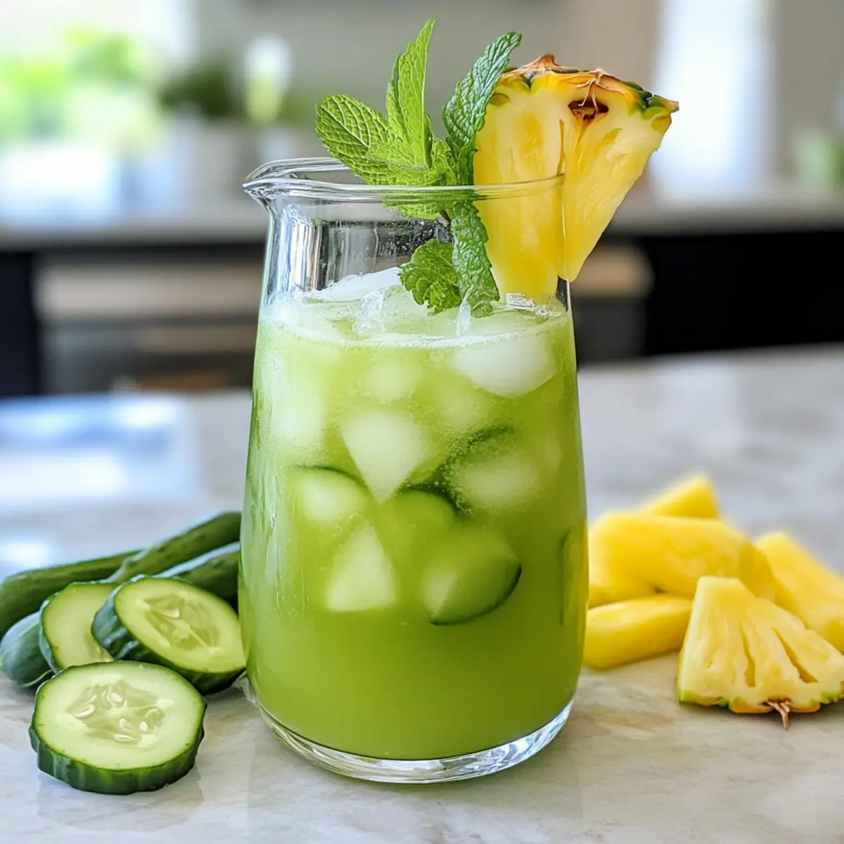 Erfrischende Ananas Gurken Agua Fresca für den Sommer
