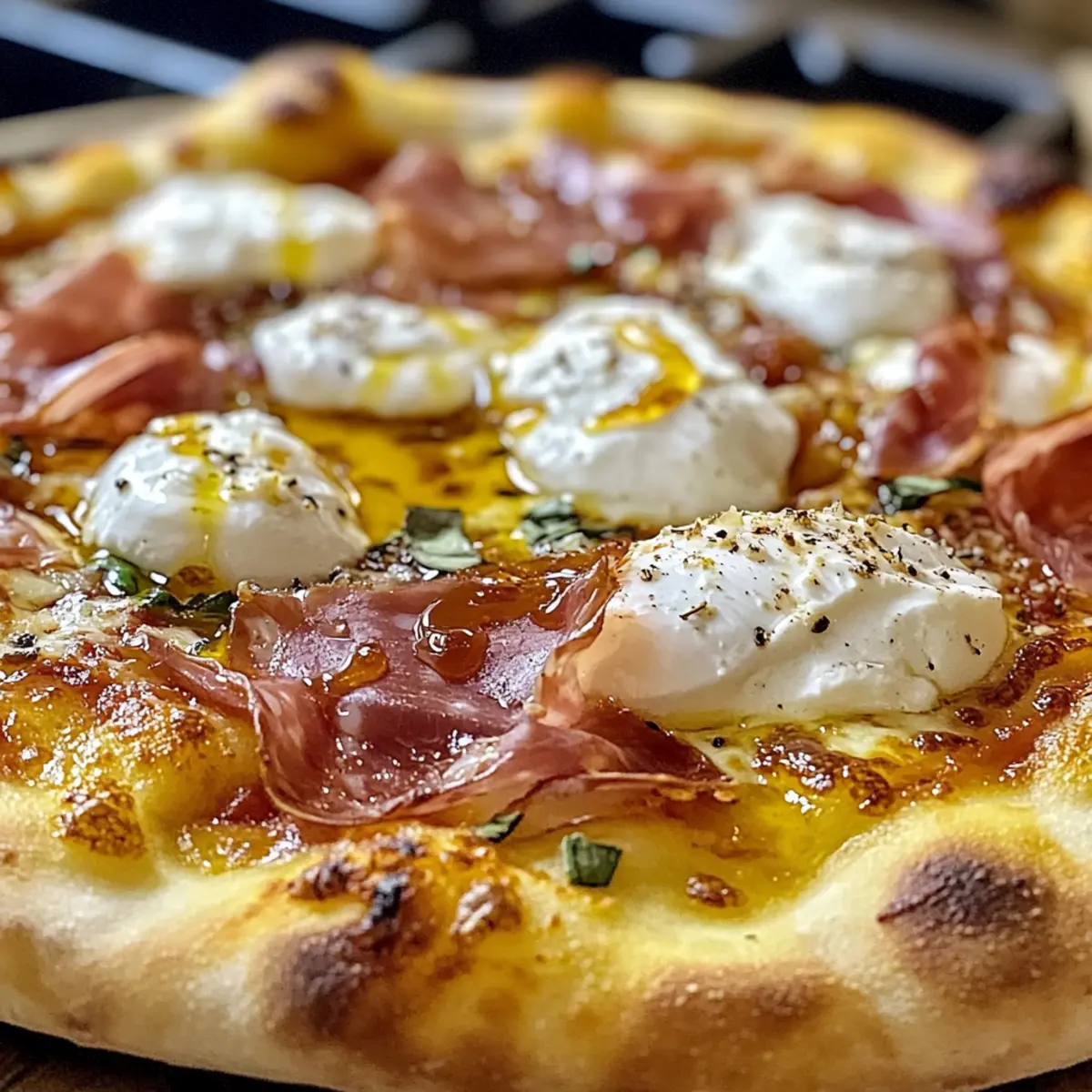 Prosciutto und Honig Burrata Pizza für Feinschmecker