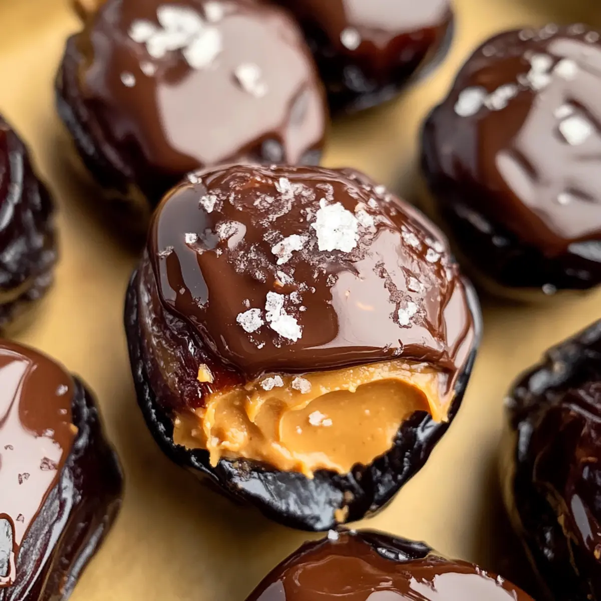 Zerschlagene Datums-Snickers mit Schokolade und Erdnussbutter