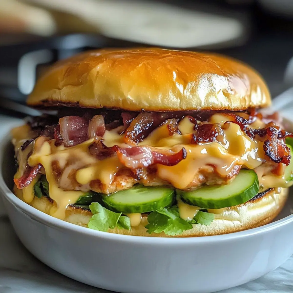 Würzige koreanische Hähnchenburger mit Speckmarmelade