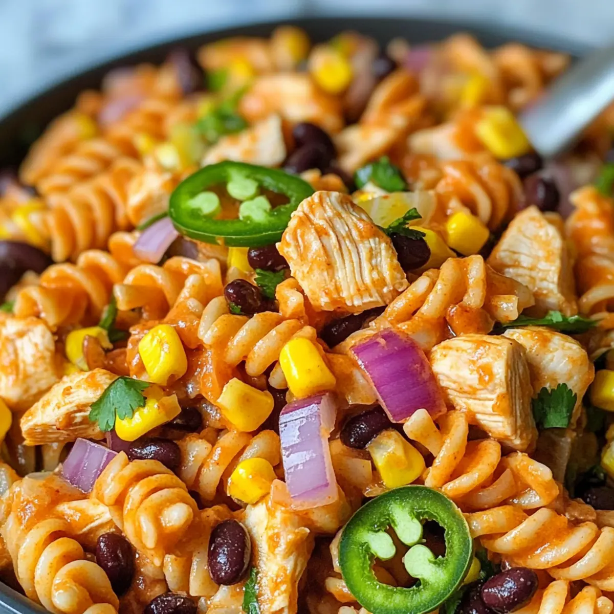 Würzige Hähnchen-Enchilada-Pasta-Salat für Gesellige Momente