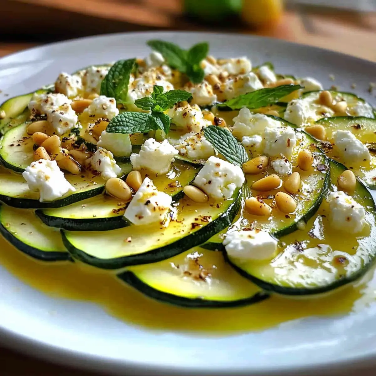 Zucchini-Carpaccio mit Feta und Zitronenfrische