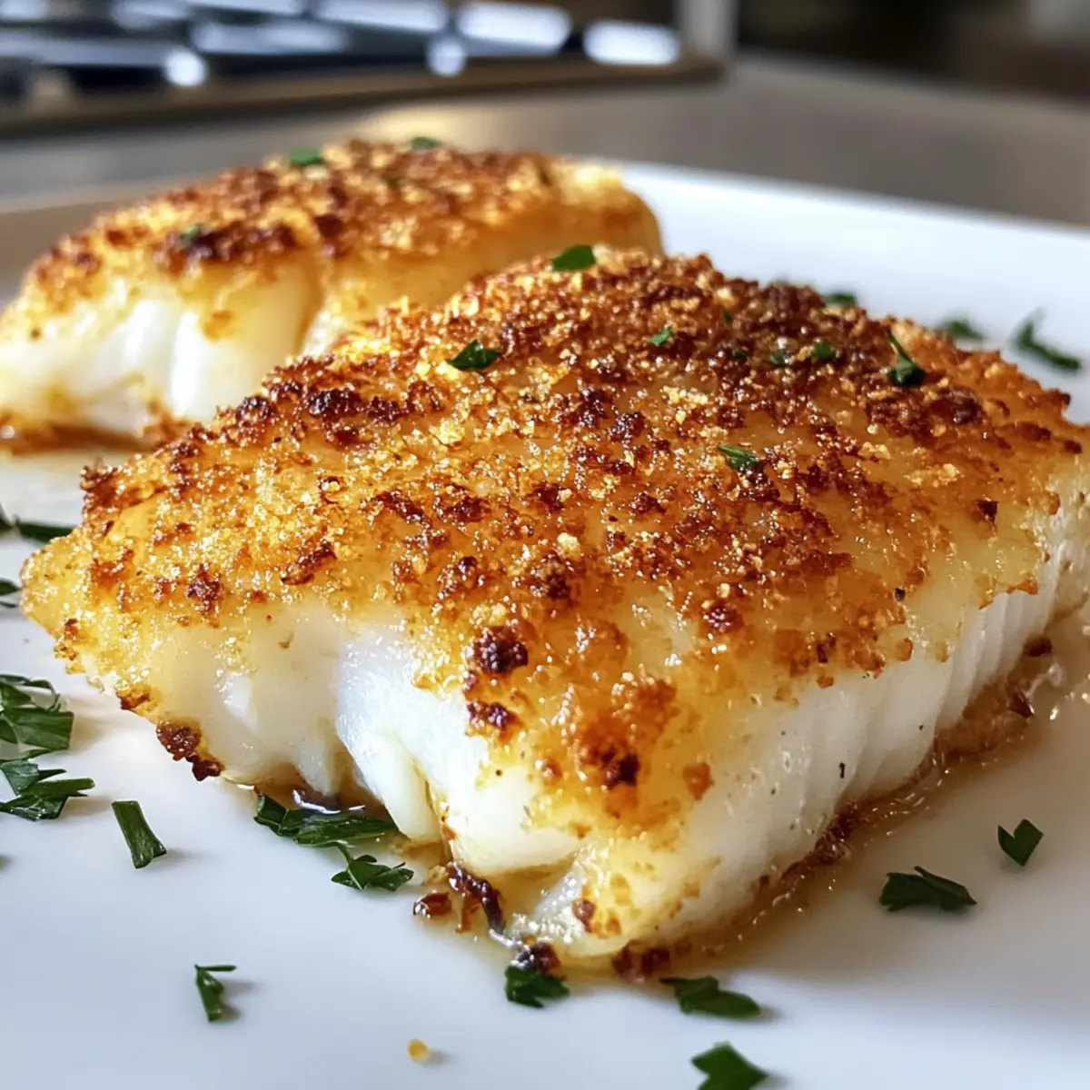 Luftfritteuse Parmesan Krustengebackener Kabeljau schnell und gesund
