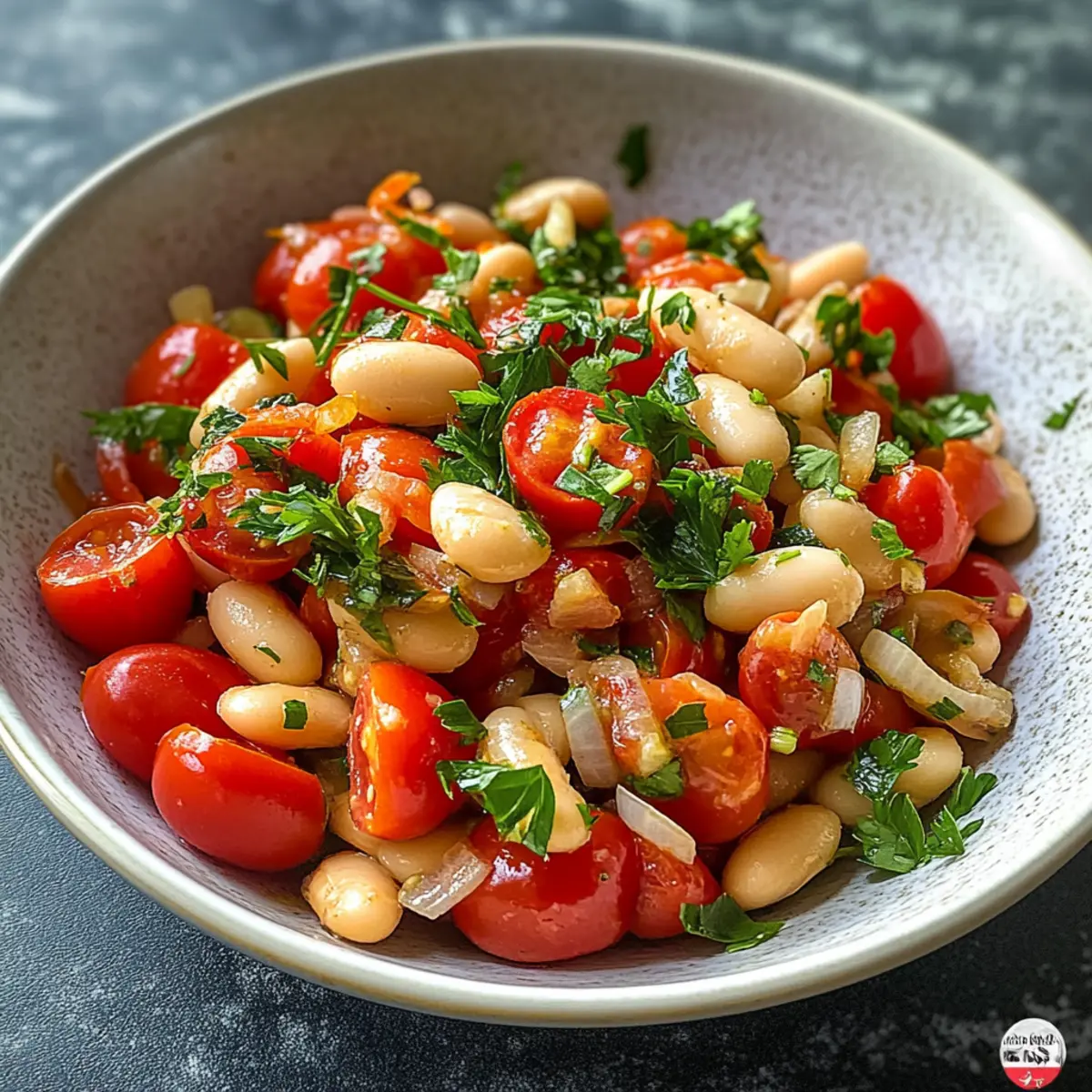 Bohnensalat mit Tomaten und fruchtigem Dressing