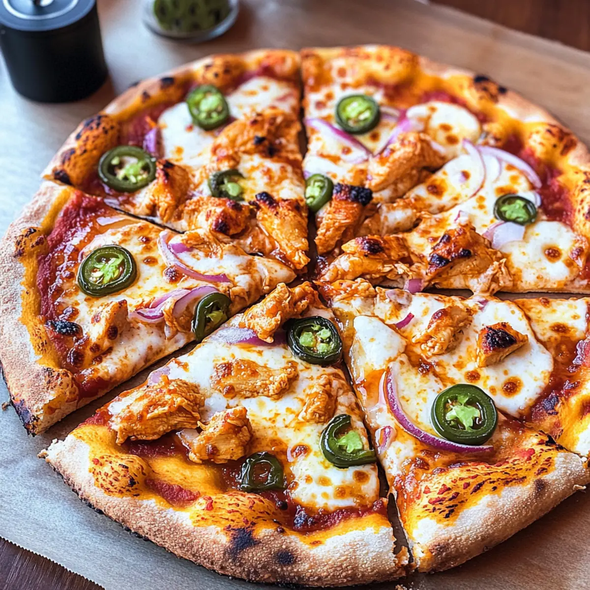 Buffalo-Hühnchen-Pizza mit süßer Honigglasur