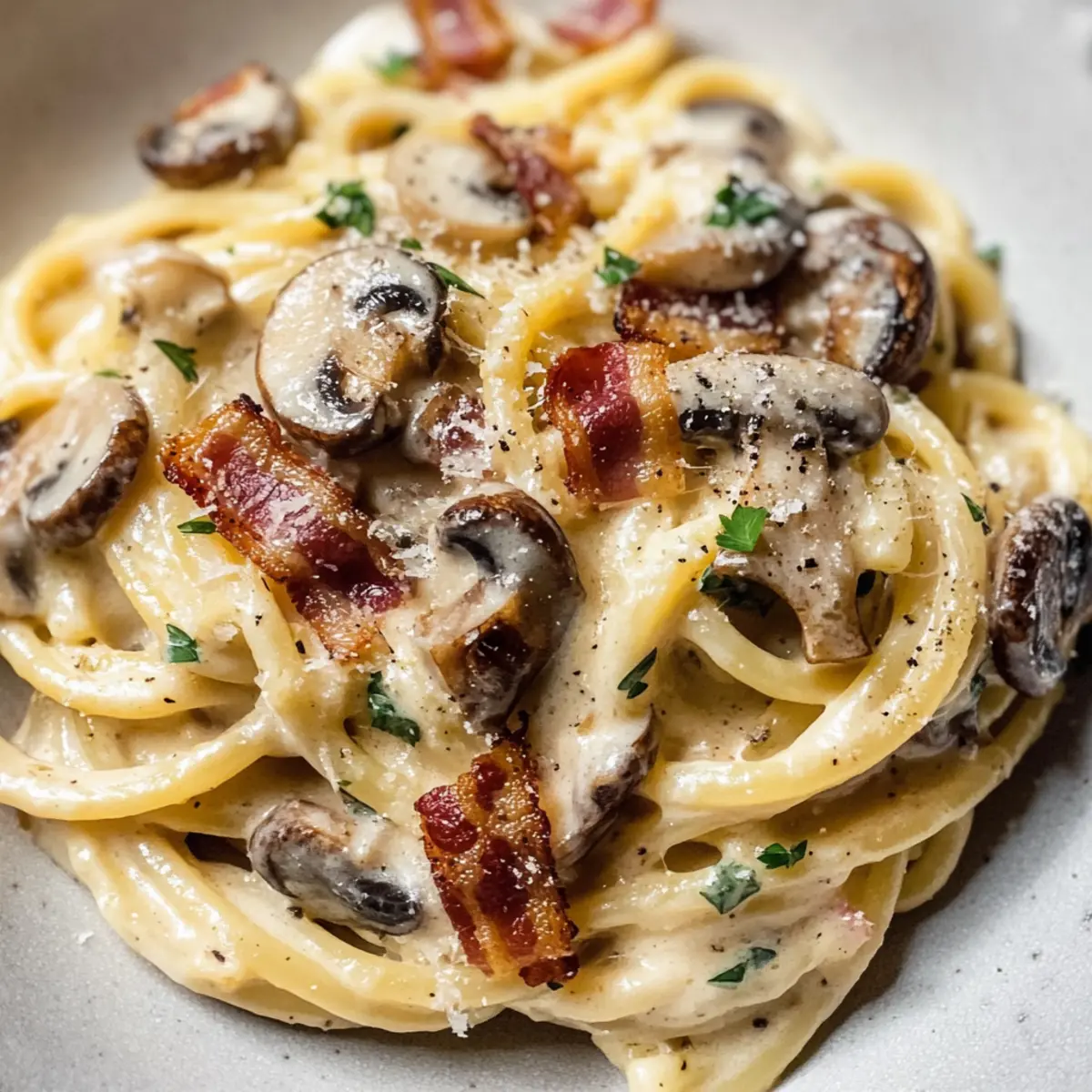 Cremige Speck- und Pilz-Pasta in 30 Minuten