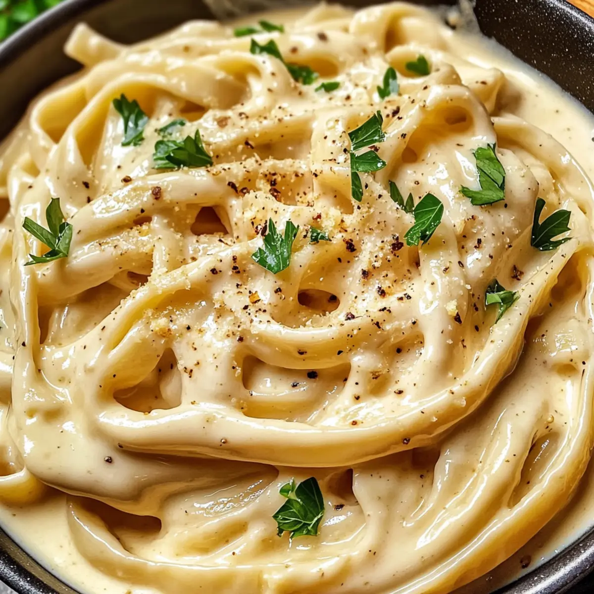 Cremige, proteinreiche, gesunde Alfredo-Soße zum Verlieben