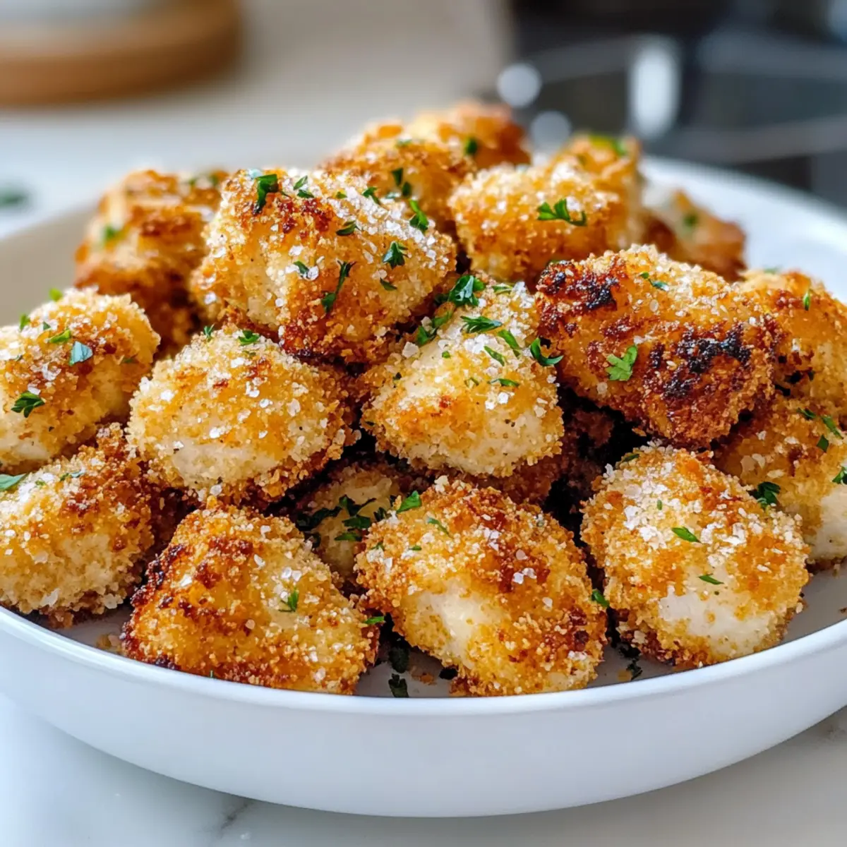 Knoblauch Parmesan Hähnchen Bissen im Air Fryer