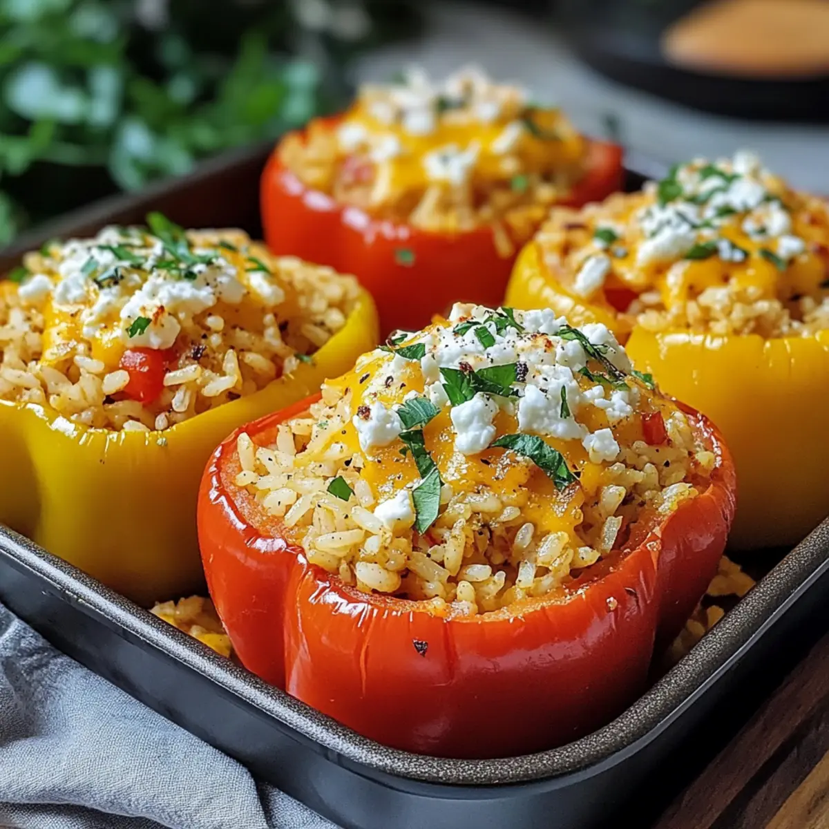 Gefüllte Paprika mit Reis und Feta für die Familie