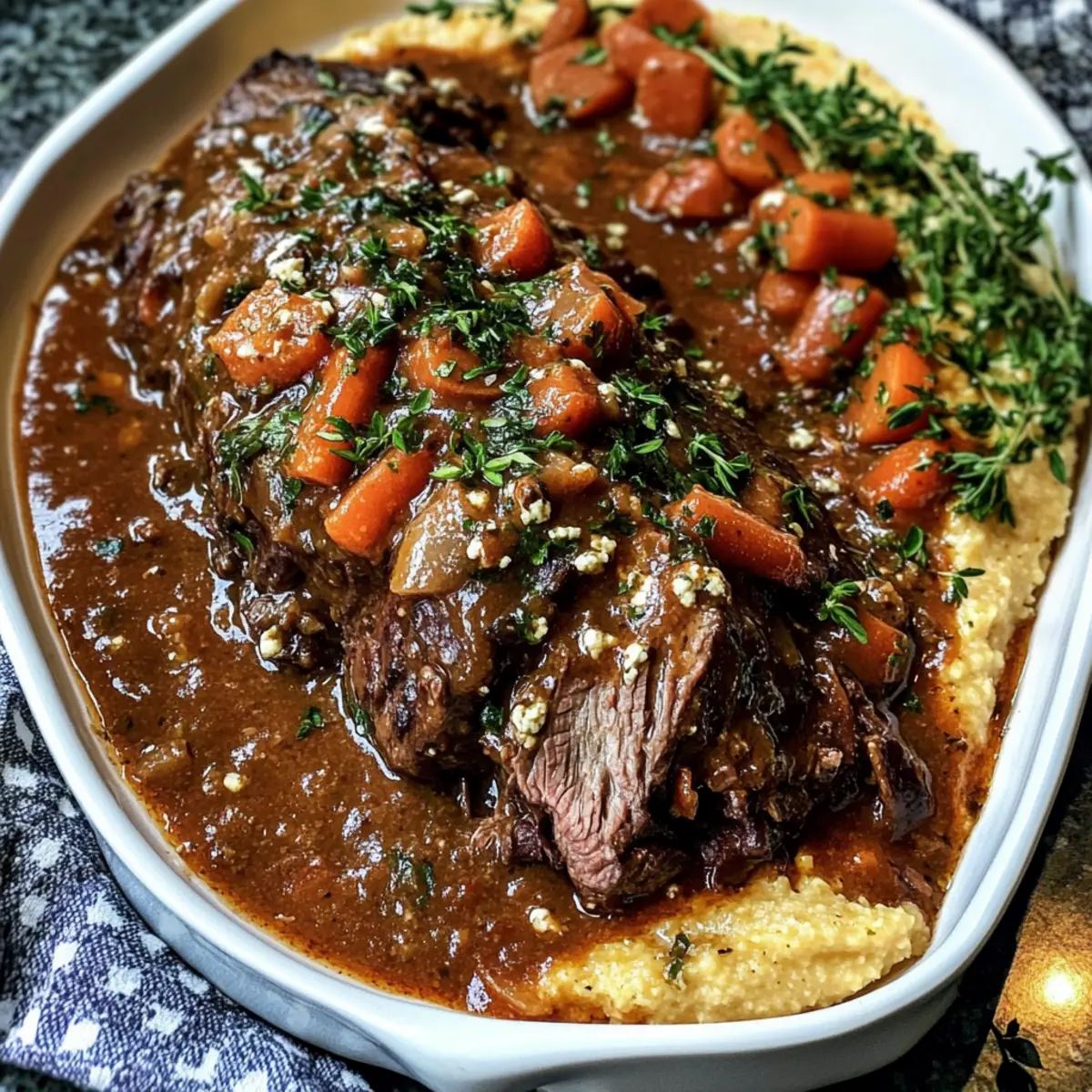 Italienischer Schmorbraten mit Gorgonzola Polenta