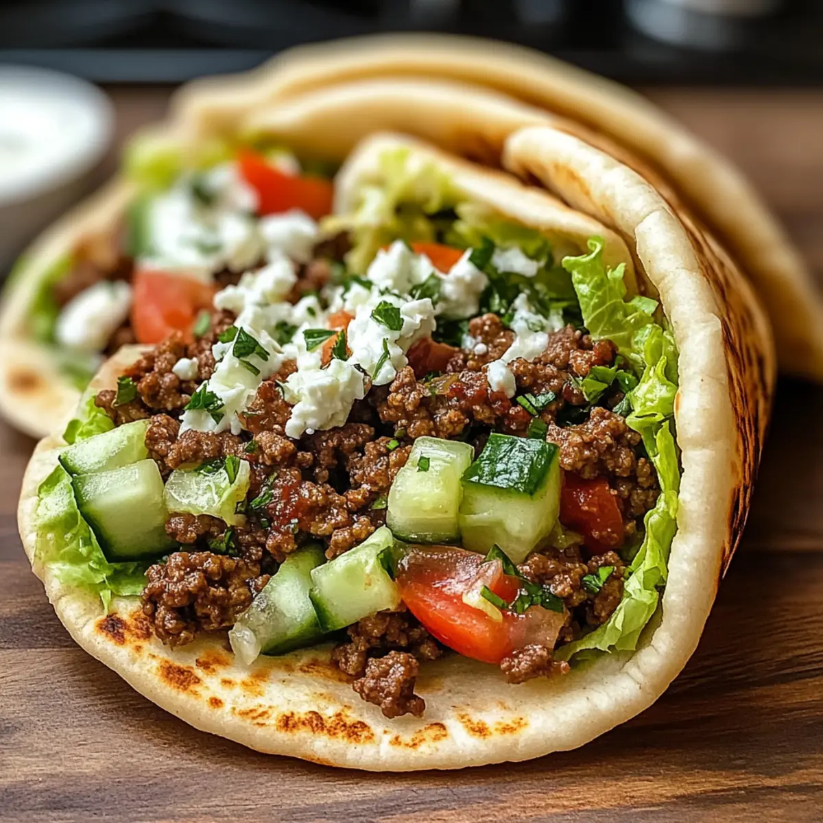 Mittelmeer Rinderhackfleisch Pita Taschen schnell genießen