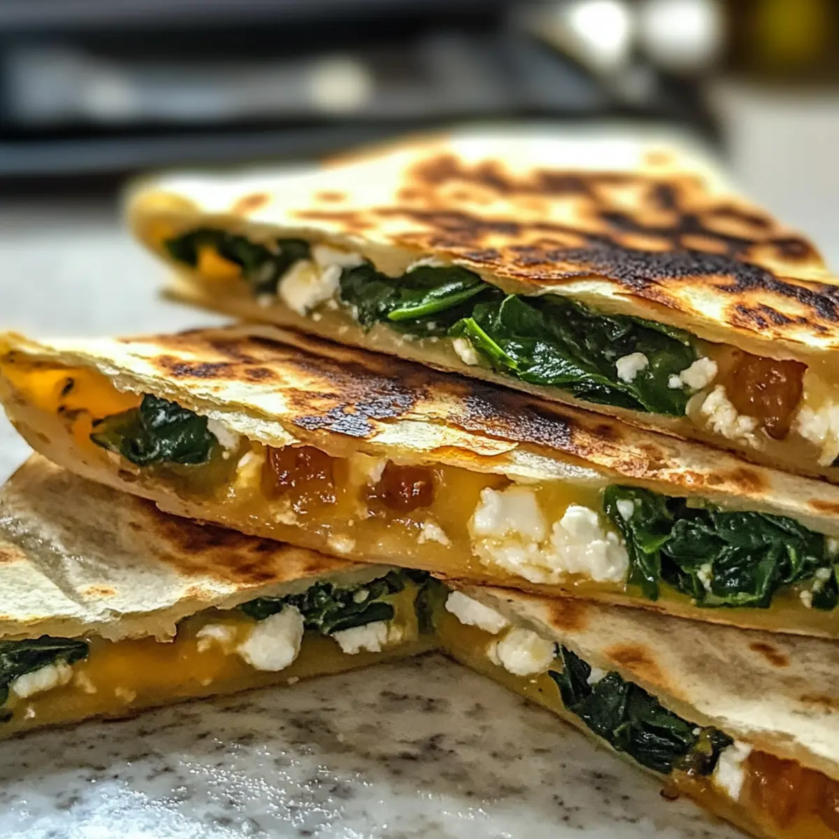 Mittelmeer-Quesadillas mit Spinat und Feta genießen