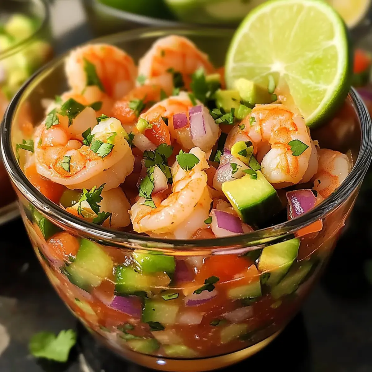 Erfrischender mexikanischer Garnelencocktail mit Avocado