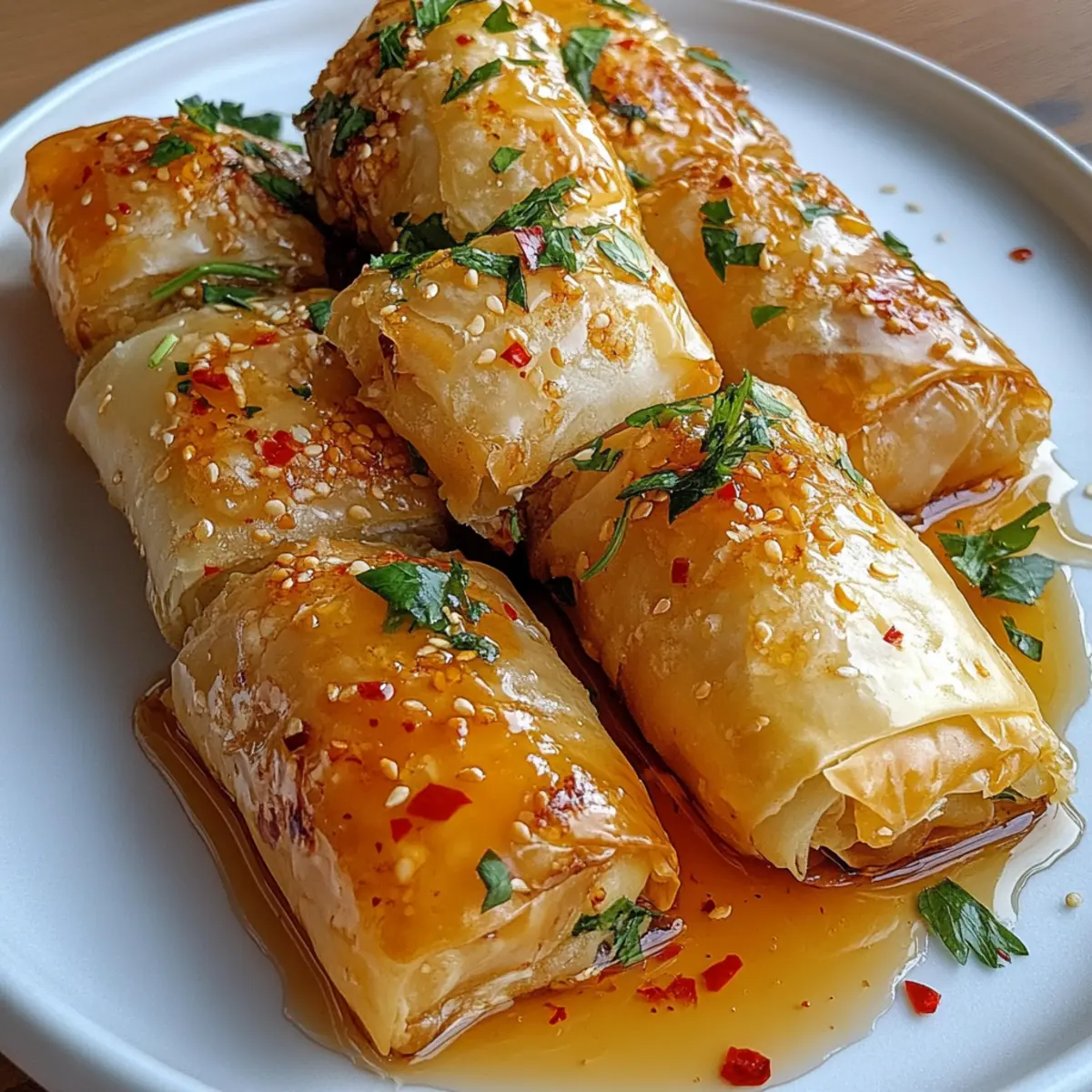 Ofen gebratene Feta-Rollen mit Chili-Honig Genuss