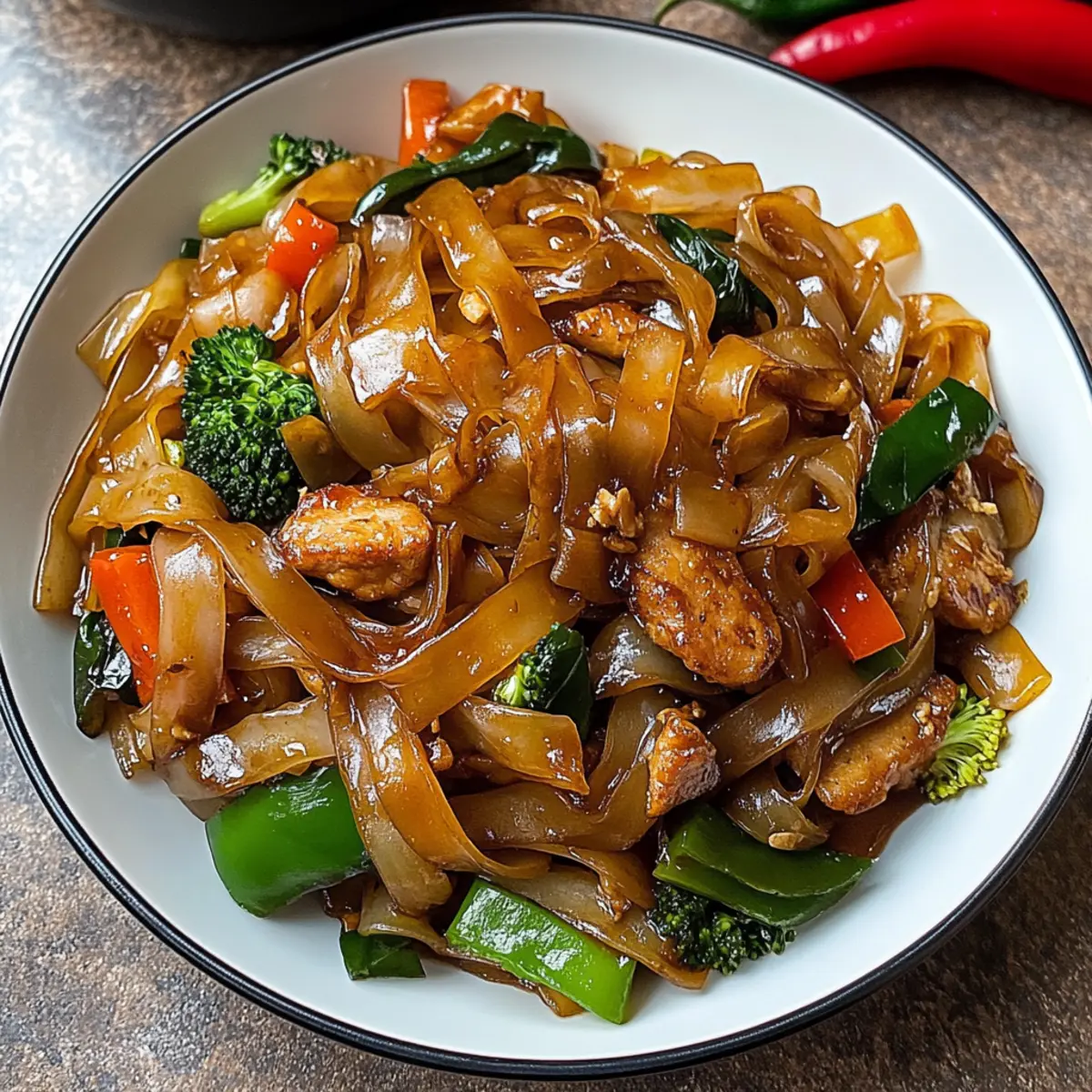 Straßenstil Thai Betrunkene Nudeln schnell zubereiten