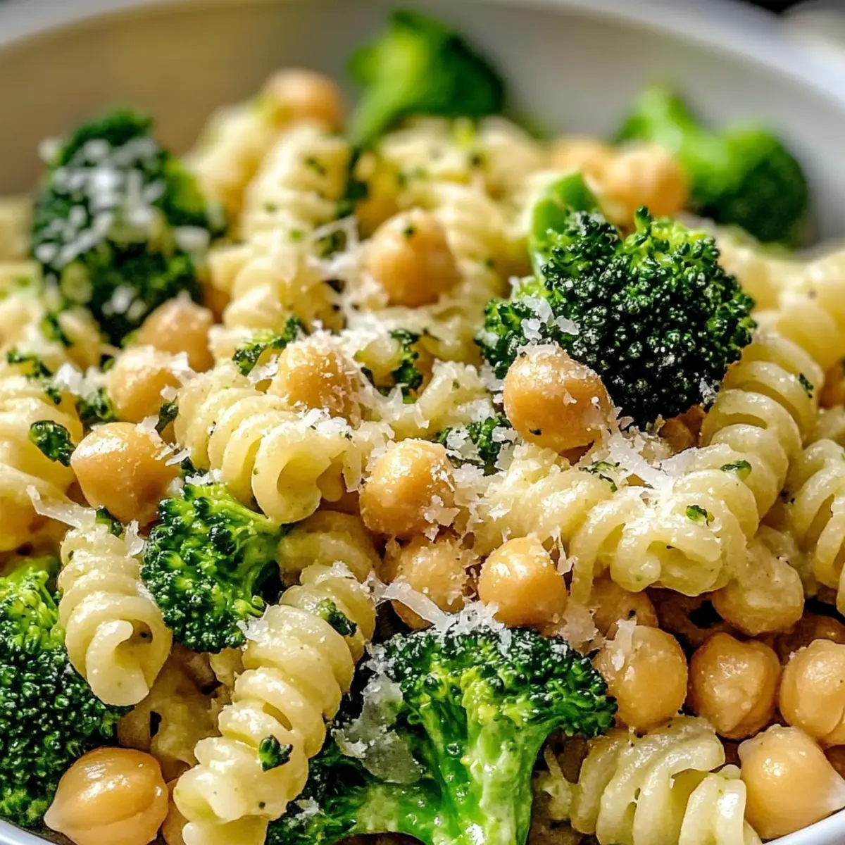 Brokkoli Kichererbsen Pasta mit Knoblauch Olivenöl