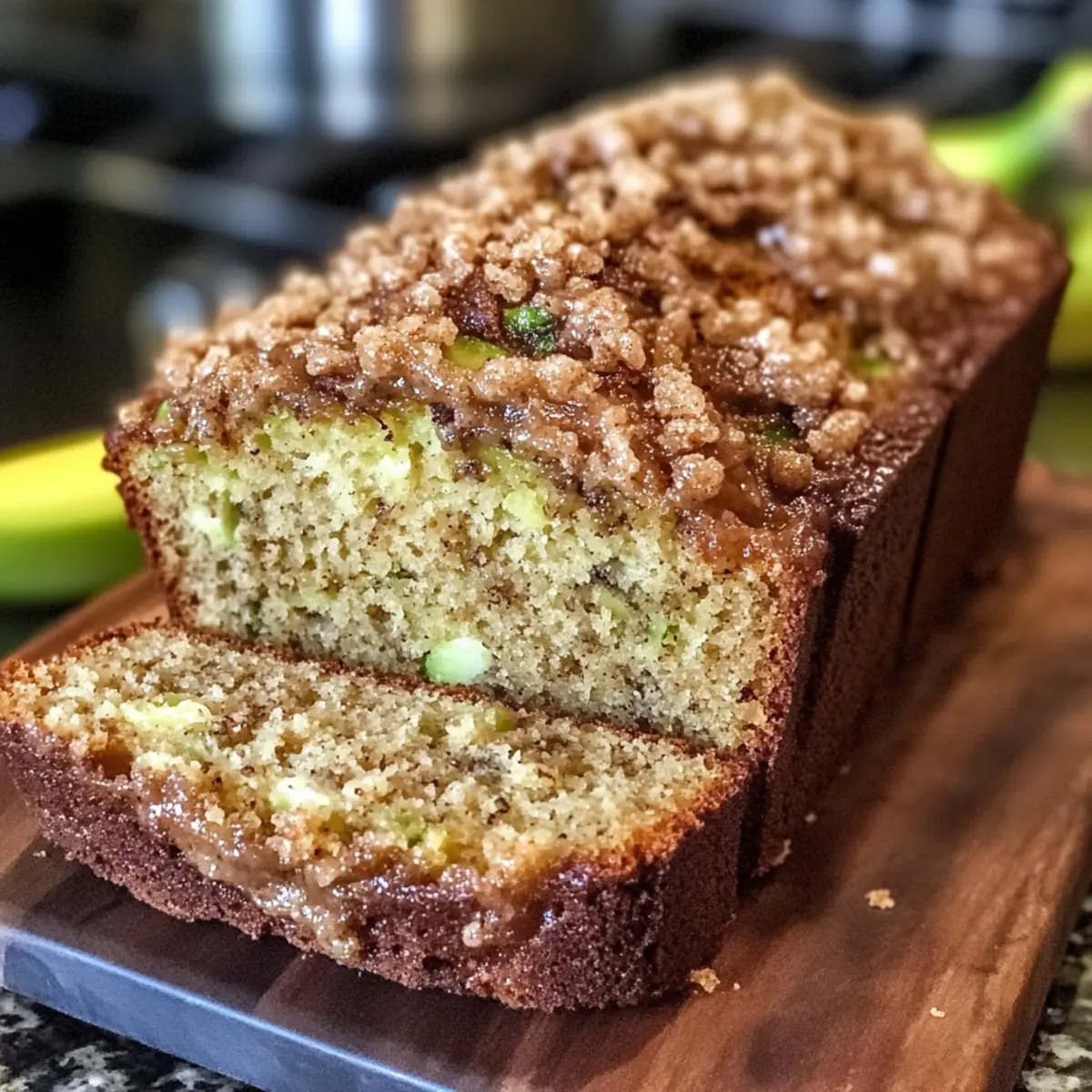 Braune Butter Bananen Zucchini Brot mit Streusel