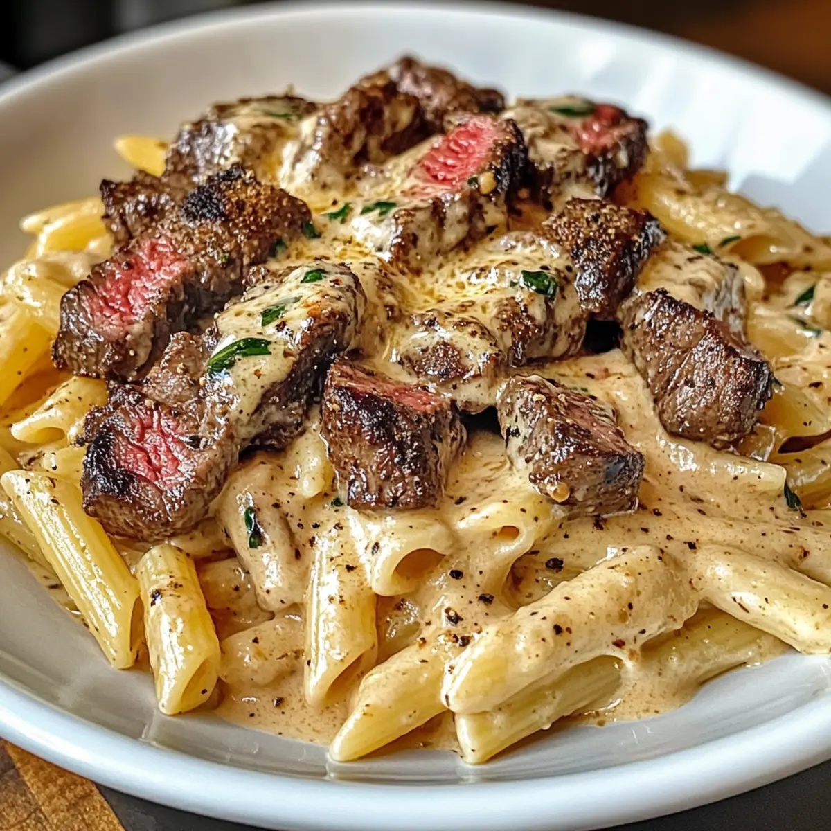Cajun Steak Tipps mit Penne in cremiger Sauce