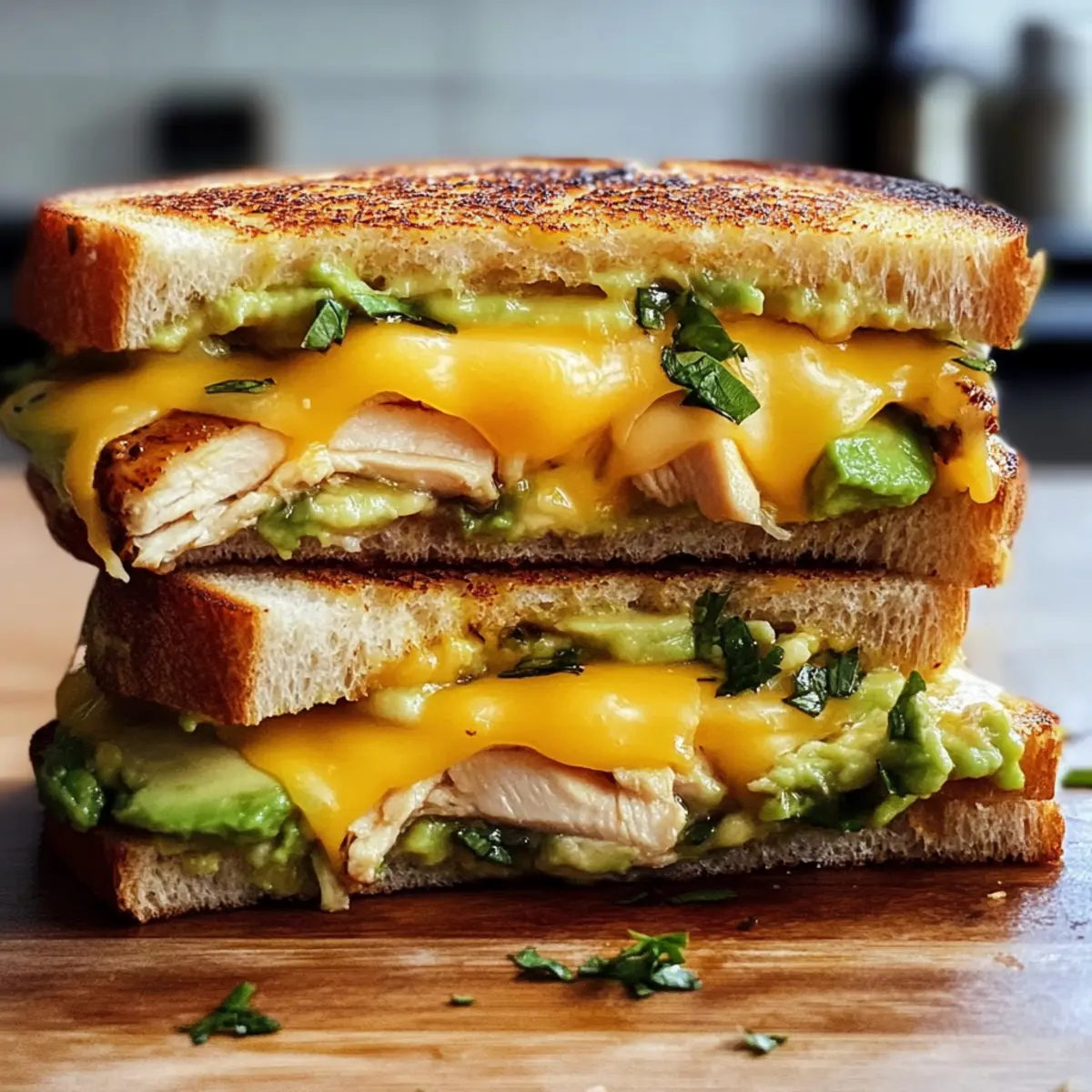 Hühnchen Avocado Schmelz Sandwich für schnelle Küche