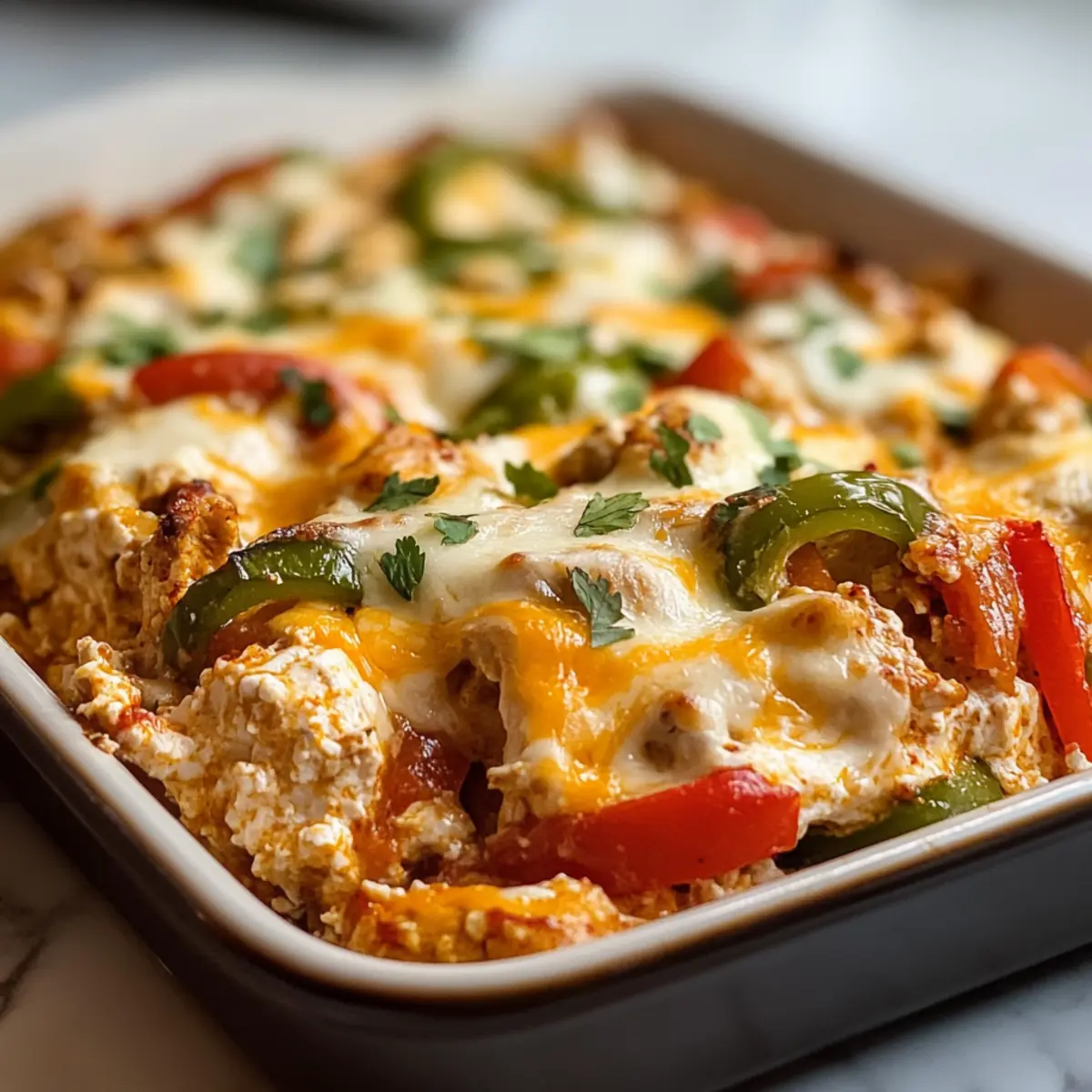 Hühnchen-Fajita-Hüttenkäse-Auflauf für die ganze Familie