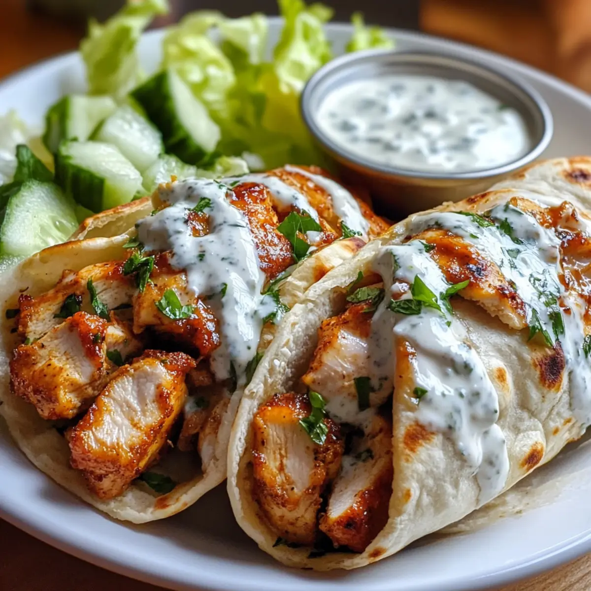 Hähnchen Shawarma mit cremiger Knoblauchsauce