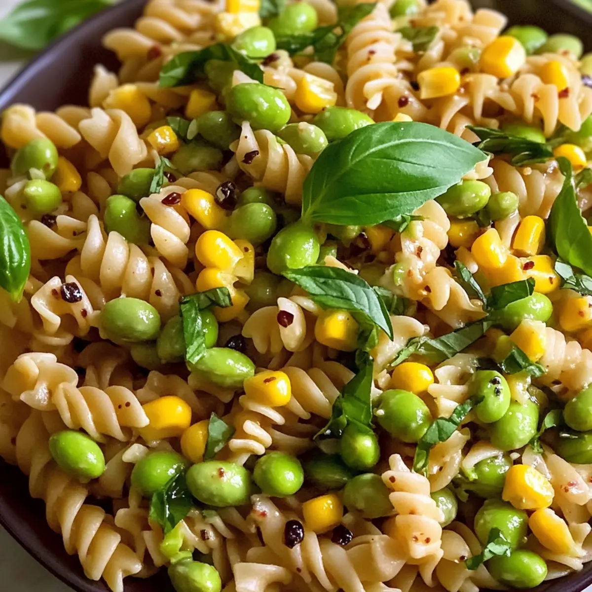 Klassischer Edamame-Pasta-Salat für heiße Tage