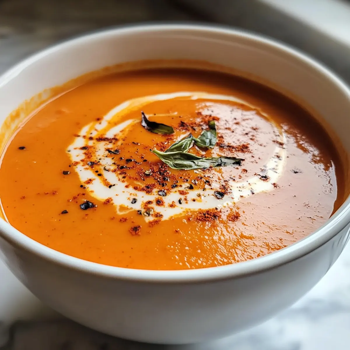 Cremige geröstete Paprika Gouda Suppe für Soulfood