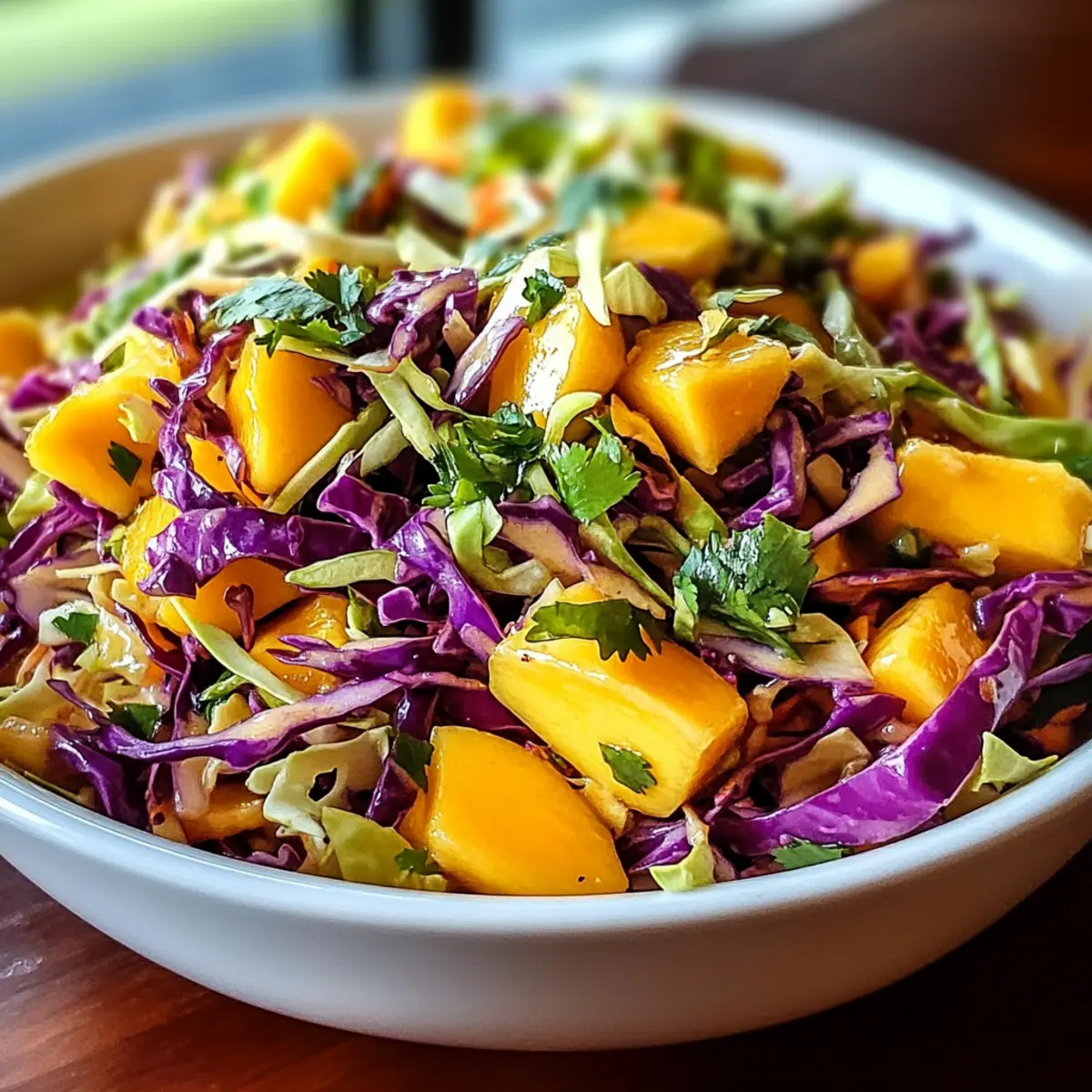 Krosse Mango-Coleslaw mit Limetten- und Honigdressing