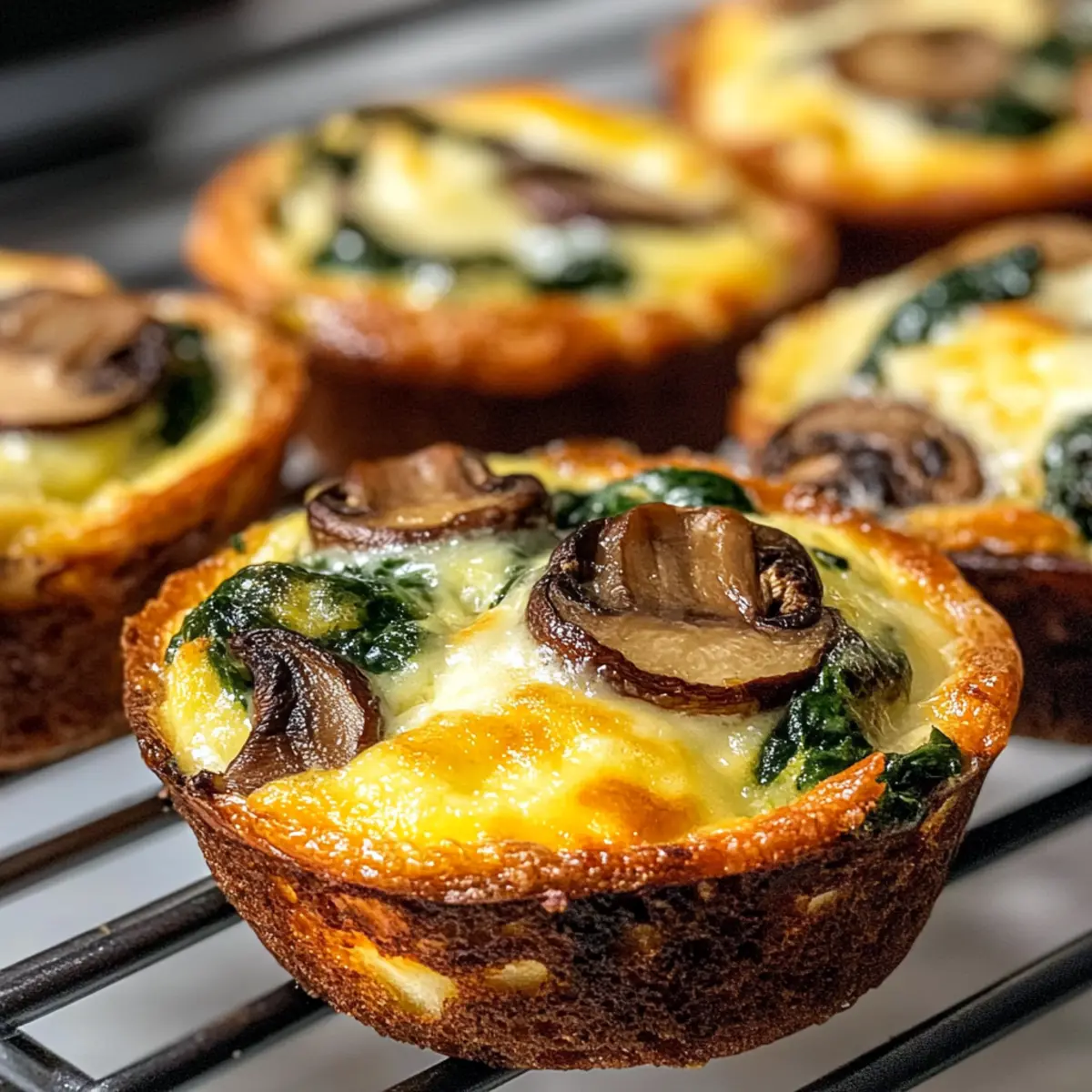 Krustenlose Quiche-Muffins mit Spinat und Pilzen