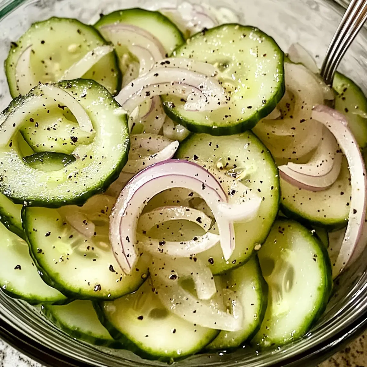 Gurkenessigsalat mit süßem Zwiebelkick