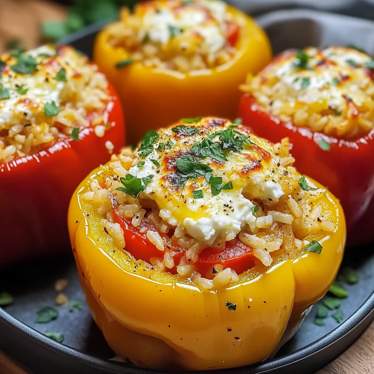 Gefüllte Paprika mit Reis und Feta leicht gemacht