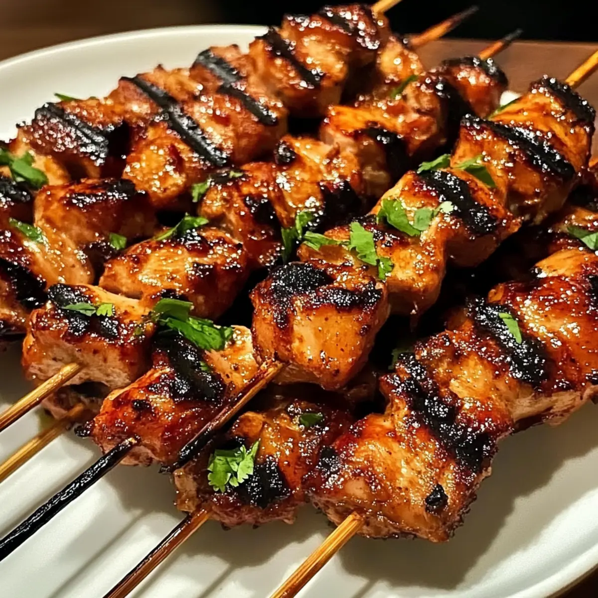 Gegrillte Thai-Kokosnuss-Hähnchenspieße für den Sommer
