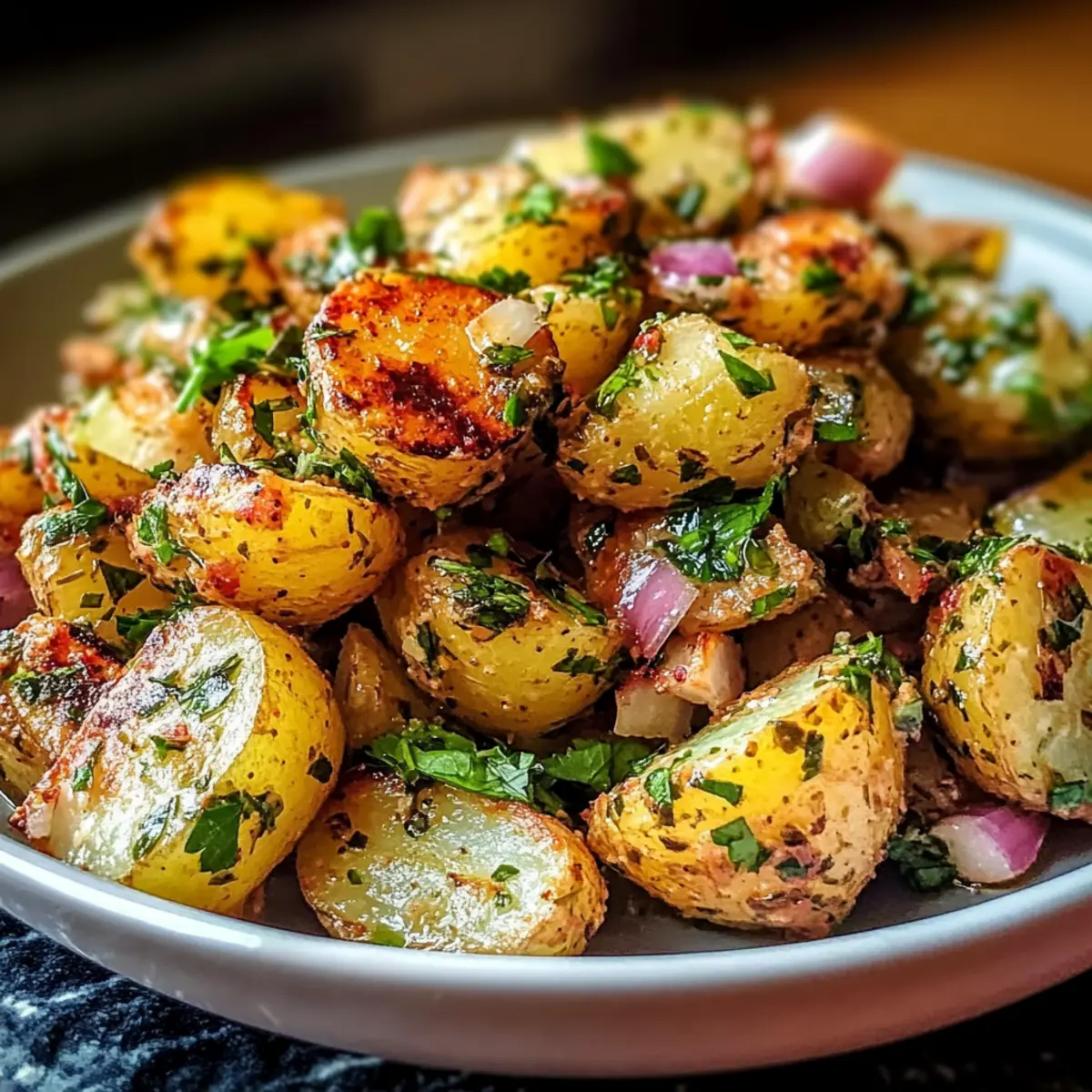 Kräuter-Röstkartoffelsalat mit frischem Dressing