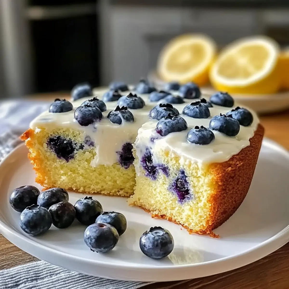 Einfacher Joghurtkuchen mit Blaubeeren und Zitrone