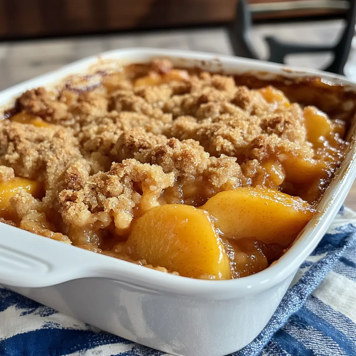Pfirsichstreuselkuchen mit knusprigem Topping