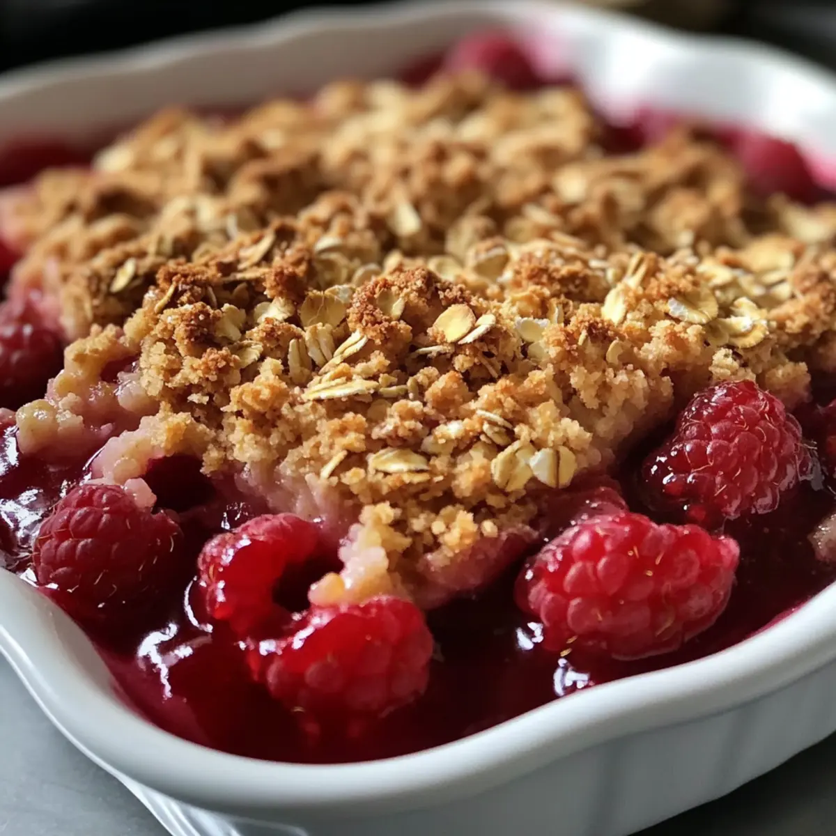 Himbeer-Rhabarber-Crisp mit Hafer-Topping genießen