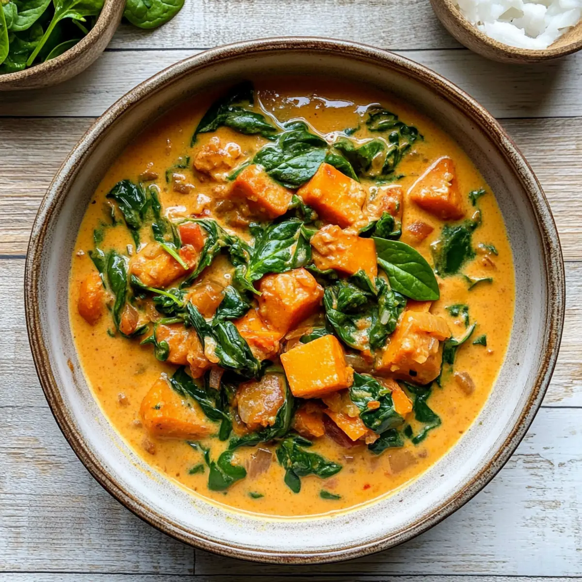 Süßkartoffel-Curry mit Spinat ganz einfach genießen