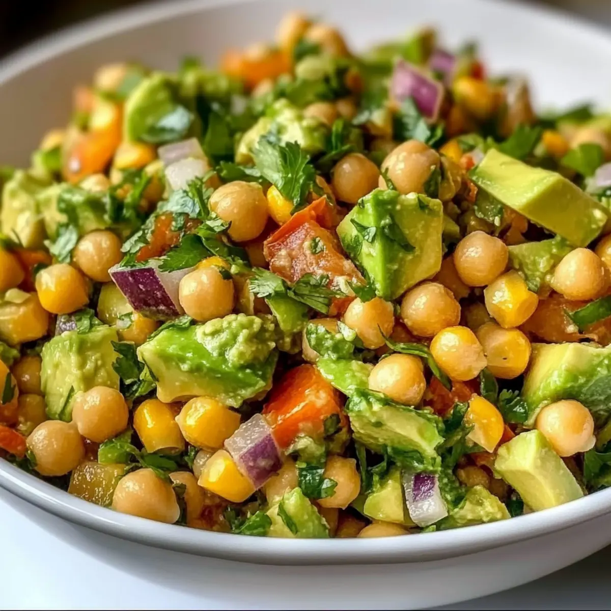 Süßer Mais Kichererbsen Avocado Salat für den Sommer