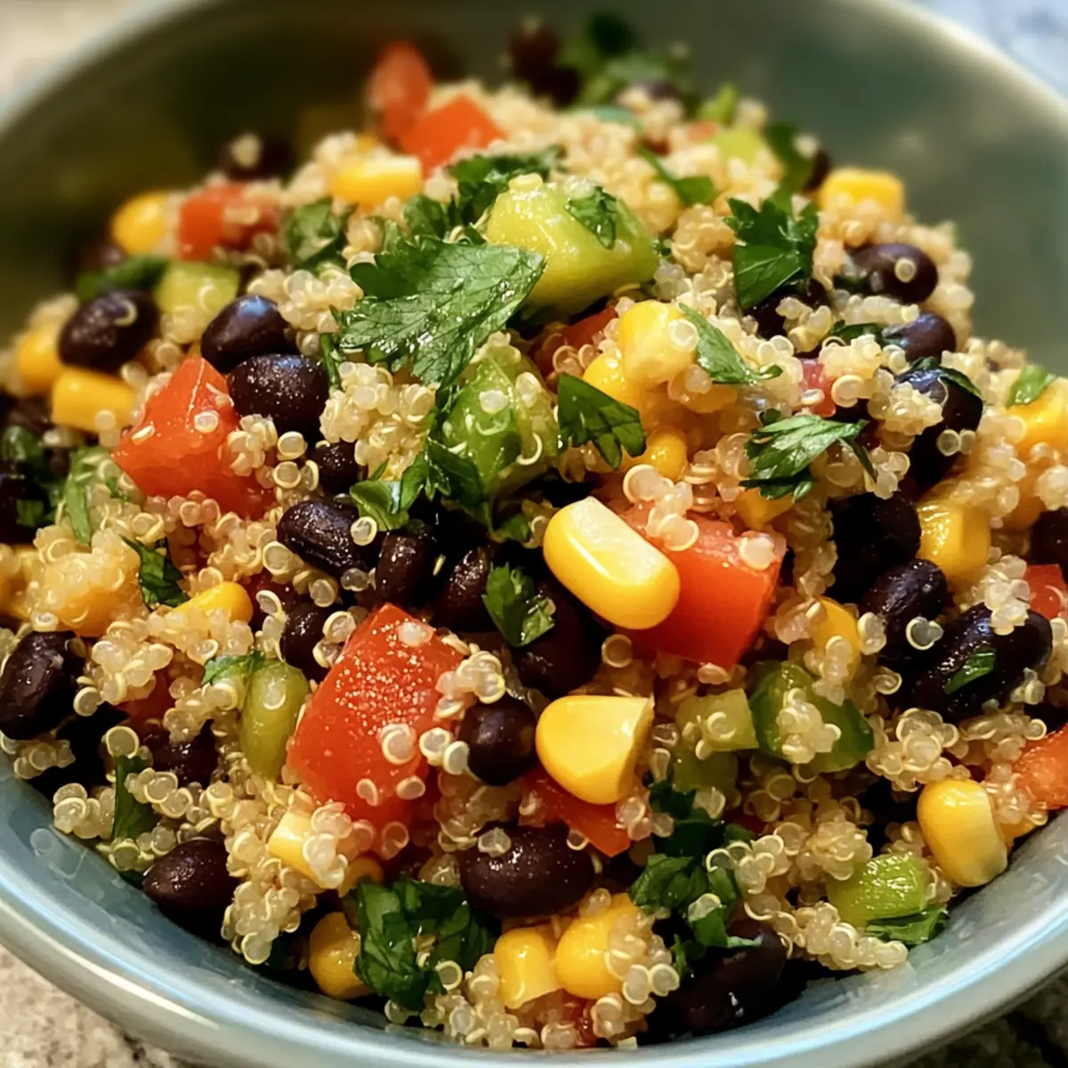 Süßer Mais und schwarze Bohnen Quinoa Salat geniessen