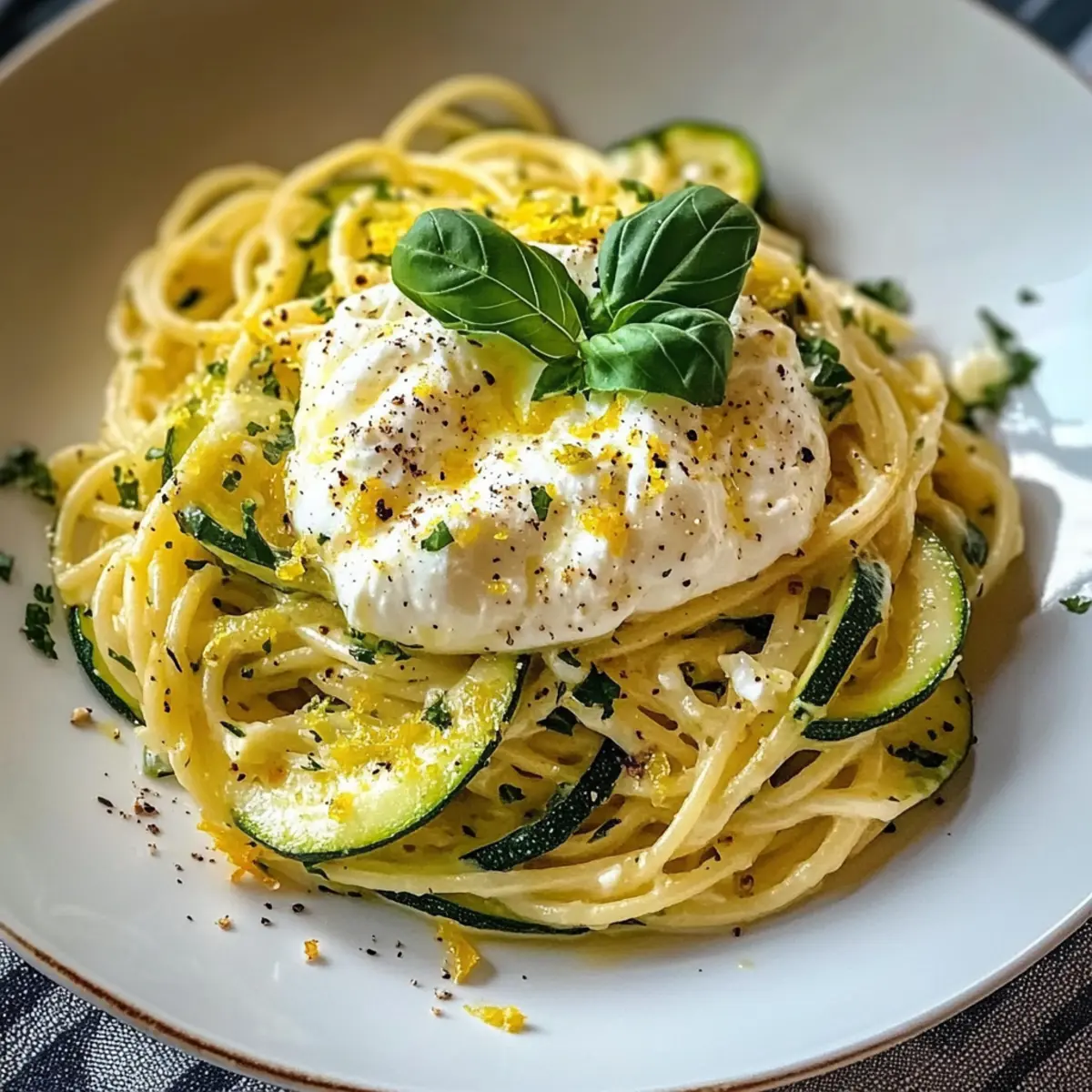 Zitronen Zucchini Pasta mit Burrata für jeden Tag