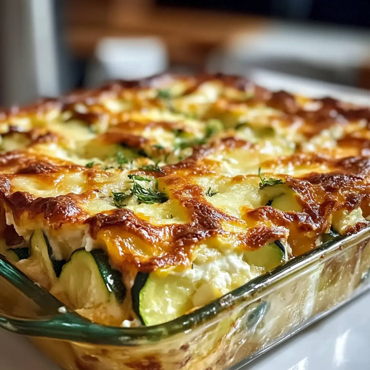 Zucchini Casserole mit Hüttenkäse für jeden Tag